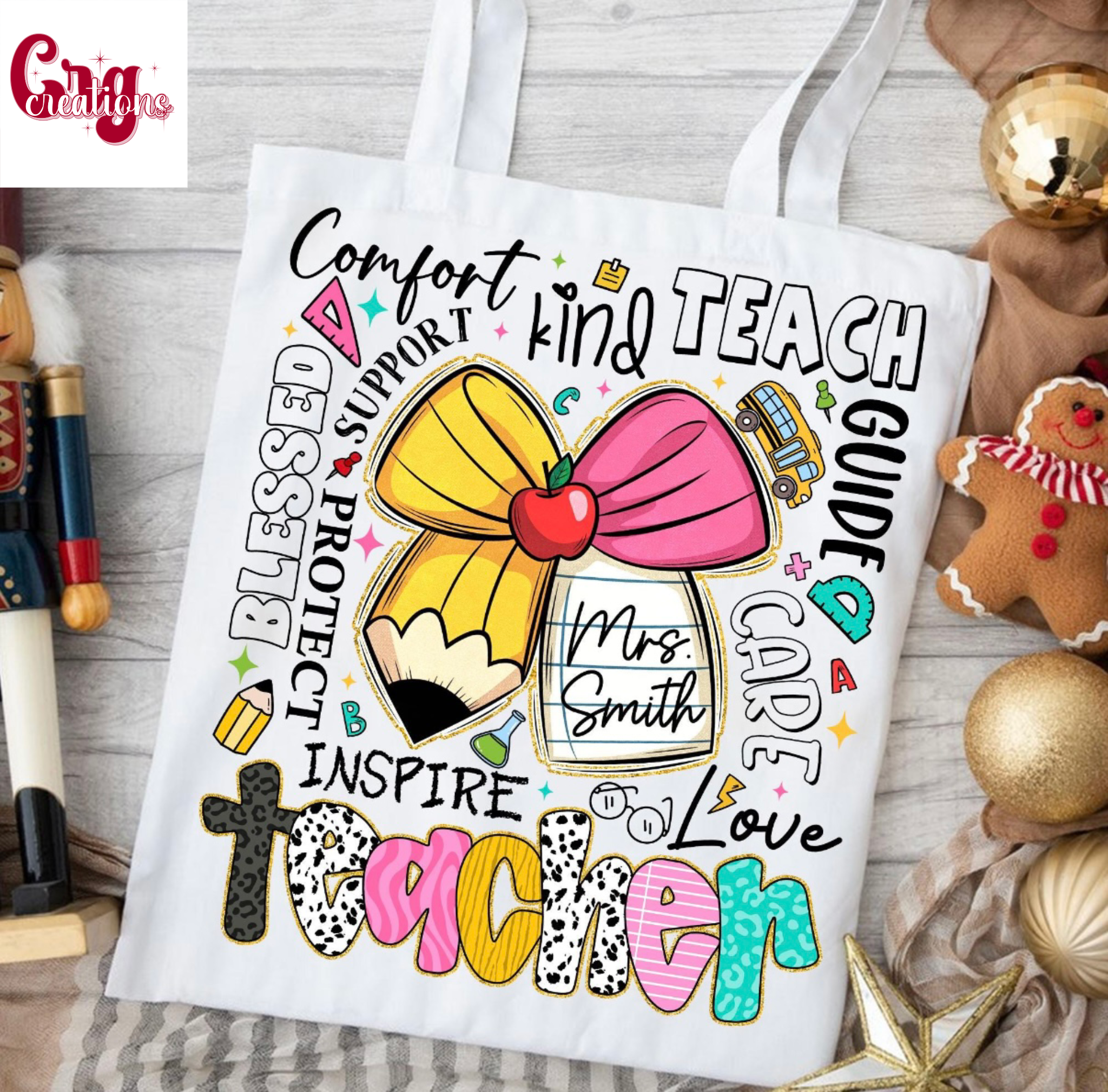 Custom teacher tote bag