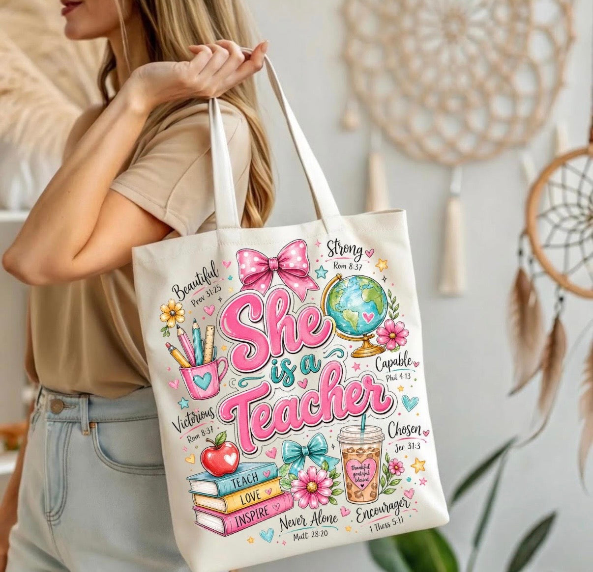 She is a teacher tote bag