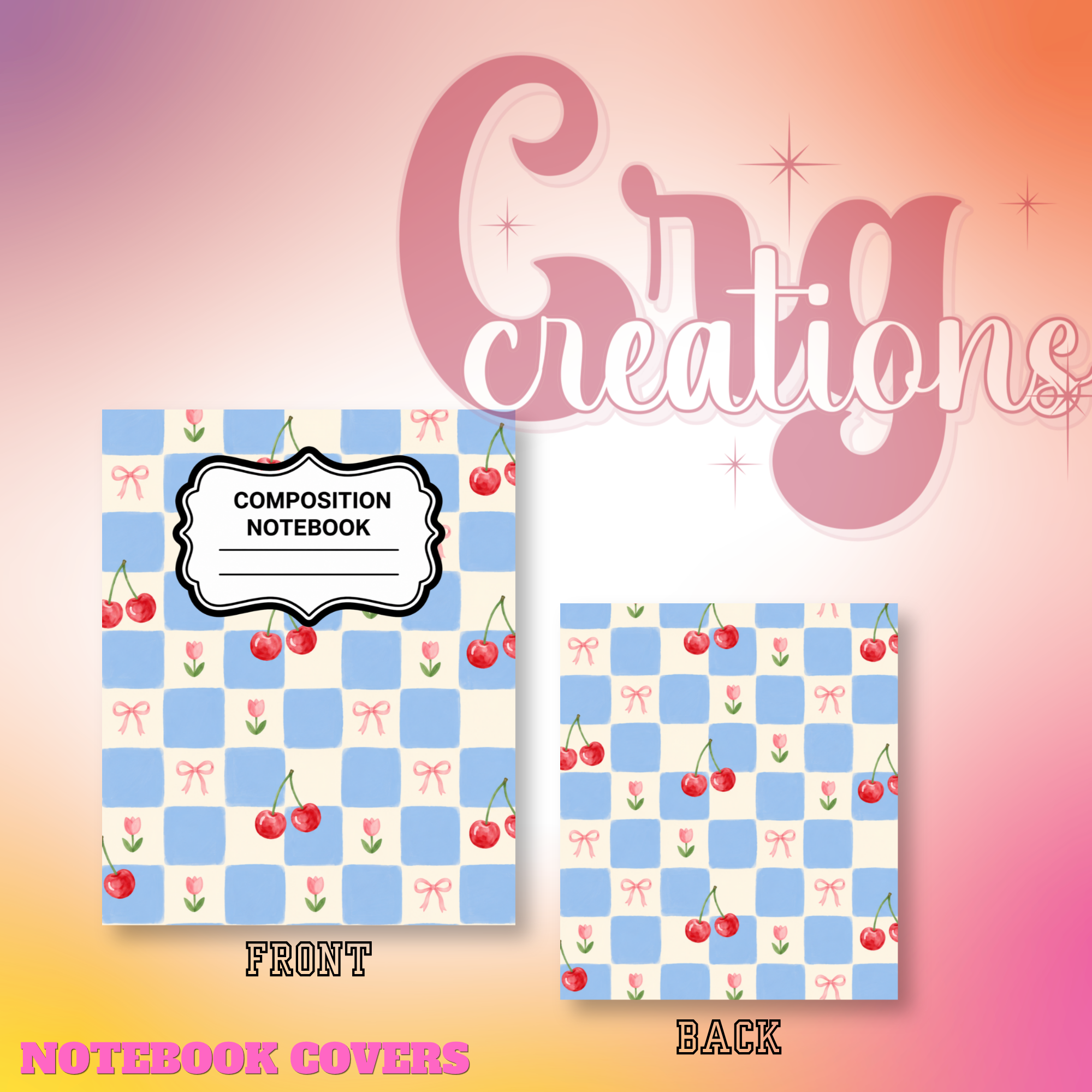 Checkered Cherries notebook cover