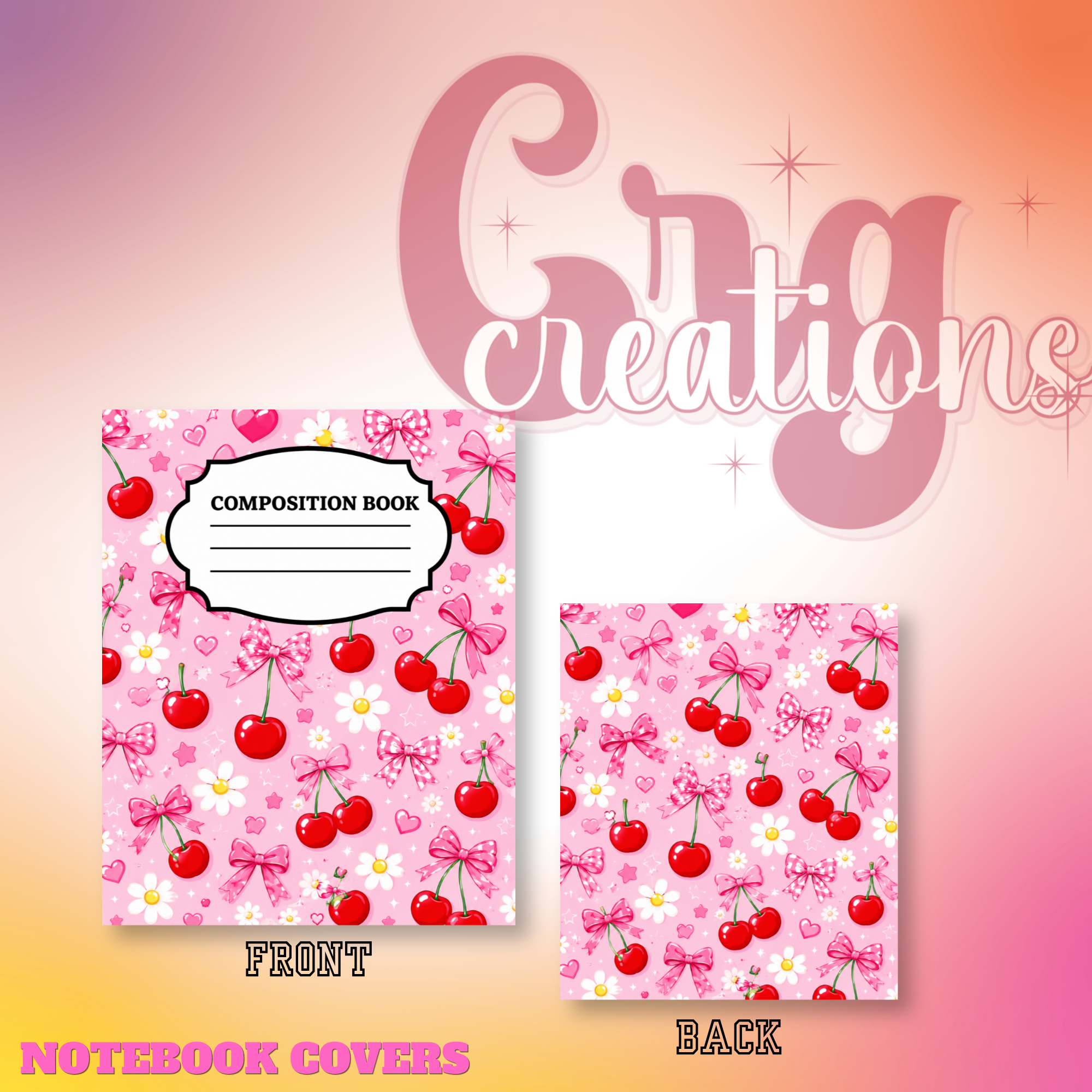 Cherries & daises notebook cover