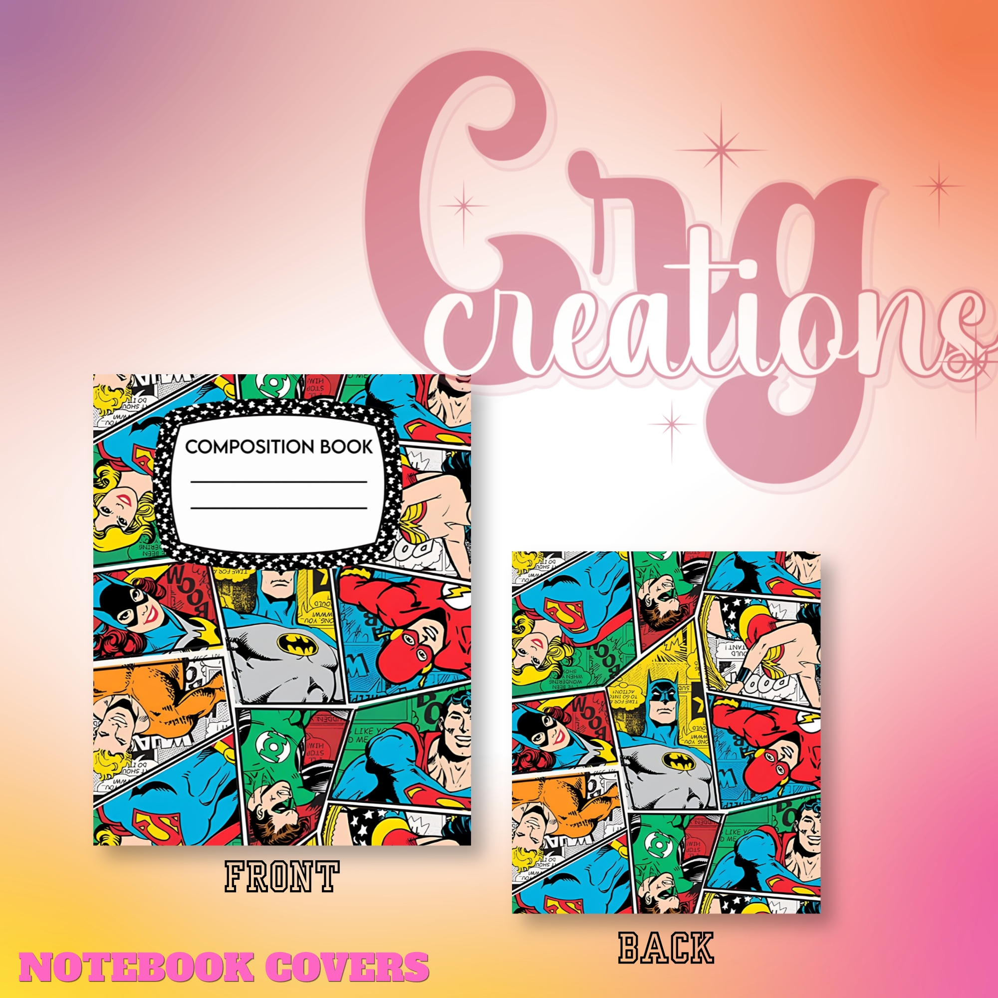 Super heroes notebook covers